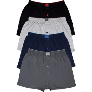 Karışık 4'lü Erkek Penye Havlu Bel Düz Boxer