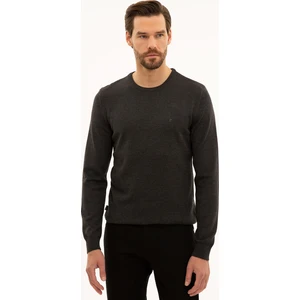 Pierre Cardin Erkek Antrasit Melanj Slim Fit Bisiklet Yaka Basic Triko Kazak 50229215-Vr081