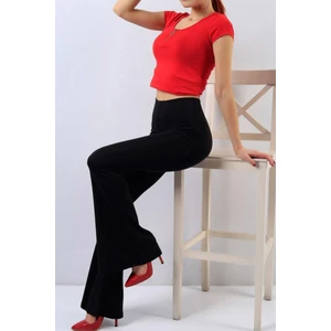 Essah Moda Kadın Siyah Ispanyol Paça Likralı Pantolon - MEK000039