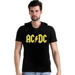 Acdc Siyah Kapüşonlu Kısa Kollu Erkek Tişört