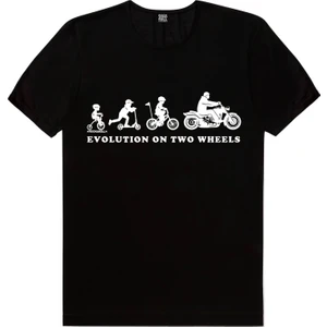 Iki Teker Evrimi Siyah Kısa Kollu Erkek Tişört