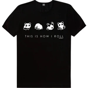 Panda Taklası Siyah Kısa Kollu Erkek Tişört