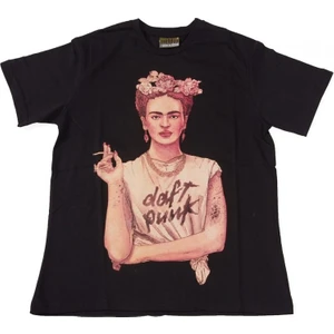 Bunlardan İstiyorum Daft Punk Frida Kahlo Tişört Siyah