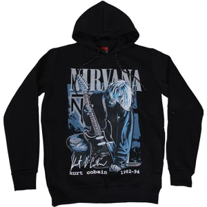 Bunlardan İstiyorum Nirvana Kurt Cobain Kapüşonlu Sweatshirt Hoodie Siyah