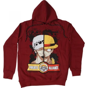 Bunlardan İstiyorum One Piece Pirate Vs Alliance Hoodie Kapüşonlu Sweatshirt Bordo