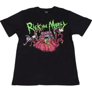 Bunlardan İstiyorum Rick And Morty Alien Attack Tişört Siyah