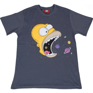 Bunlardan İstiyorum The Simpsons Homer Cosmos Tişört Gri