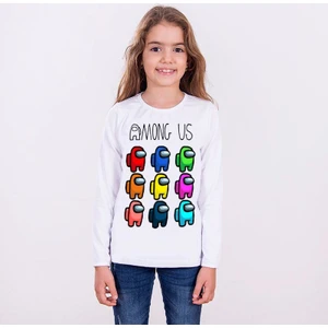 Among Us Çocuk Tişört Uzun Kol Beyaz Unisex
