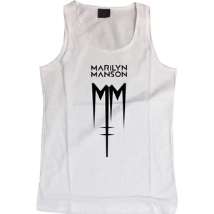 Stonedfame Marilyn Manson Baskılı Sıfır Kol T-Shirt