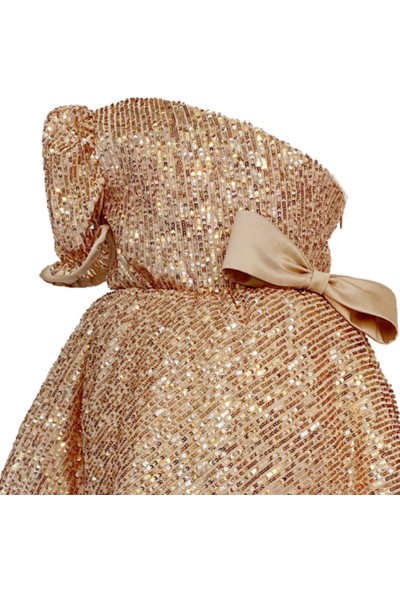 Zühre Balaban Gold Shine Dress Kız Çocuk Abiye Elbise Zb Kids