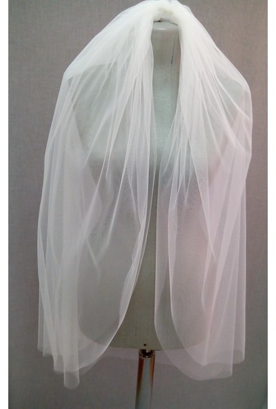 Adana Gelinlik Suzanna Moda Çift Kat Kenarı Düz Kırık Beyaz Hayal Tül Gelin Duvağı 1mt Boy