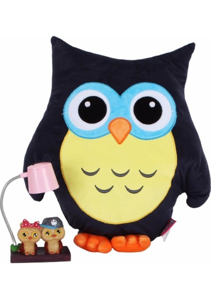 Baykuş Tasarımlı Yastık Best Friends Baykuş Işıklı Biblo Masa Lambası Sevgiliye Hediye Seti