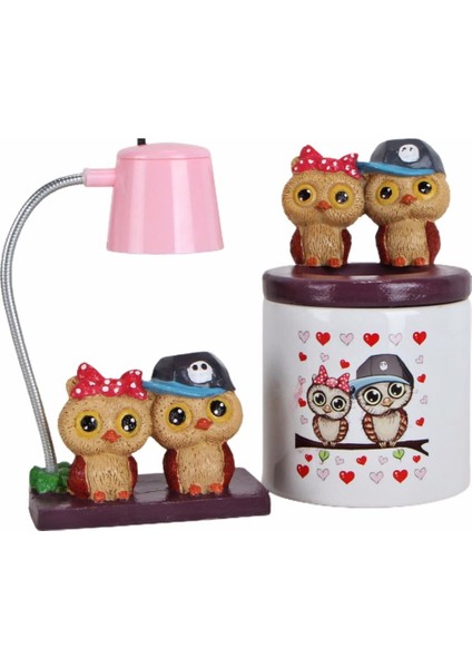 Best Friends Baykuş Işıklı Biblo Masa Gece Lambası Baykuş Kalemlik Arkadaşa Hediye Seti