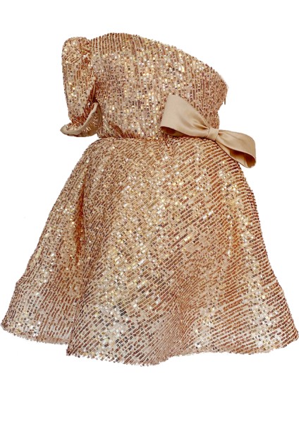 Gold Shine Dress Kız Çocuk Abiye Elbise Zb Kids