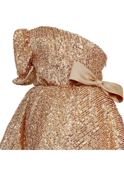 Gold Shine Dress Kız Çocuk Abiye Elbise Zb Kids fiyatları