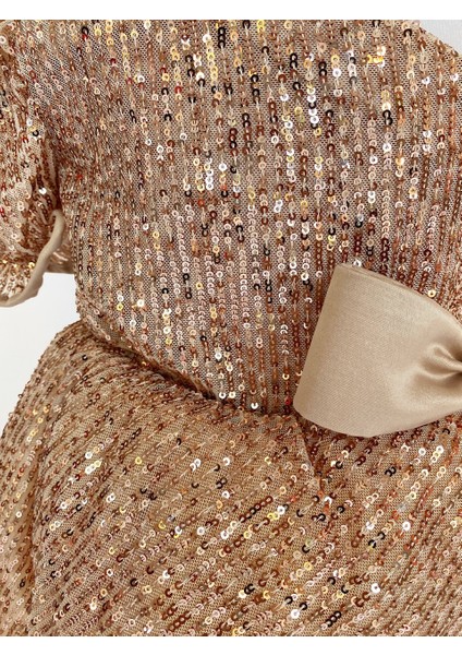 Gold Shine Dress Kız Çocuk Abiye Elbise Zb Kids modelleri