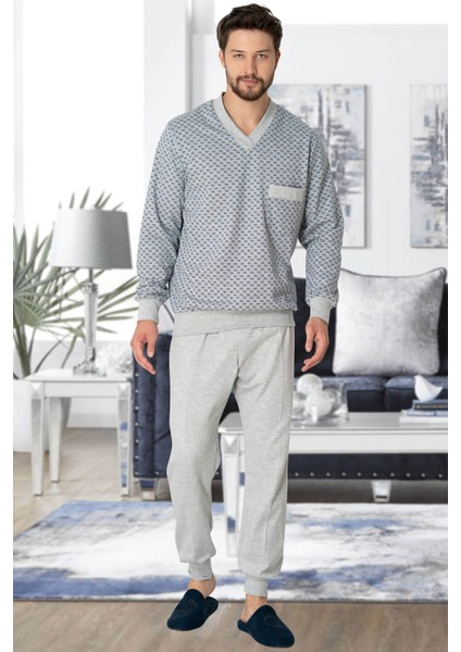 2766 Gri Büyük Beden Erkek Pijama Takımı