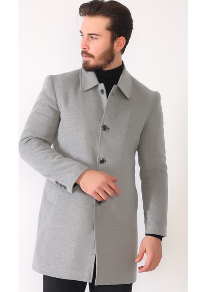 PLT8364 Dewberry Erkek Palto-Açık Gri