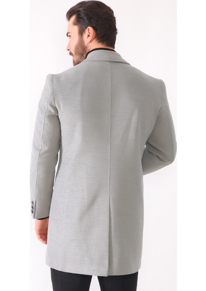 PLT8364 Dewberry Erkek Palto-Açık Gri