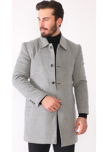 PLT8364 Dewberry Erkek Palto-Açık Gri