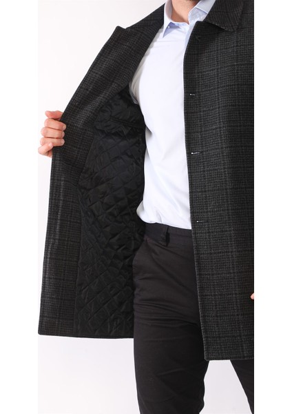 PLT8364 Dewberry Erkek Palto-Ekose Antrasit