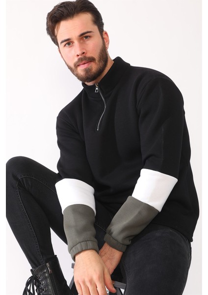 1041 Dewberry Erkek Sweatshırt-Siyah