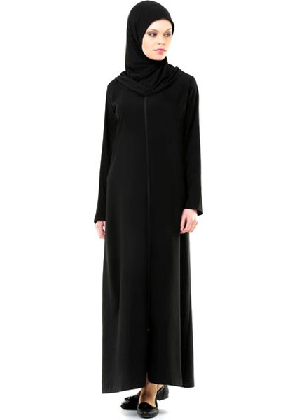 Namaz Elbisesi - Örtülü Fermuarlı - Siyah