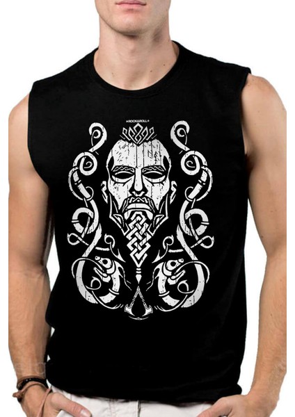 Nordik Baba Siyah Kesik Kol | Kolsuz Erkek T-Shirt | Atlet