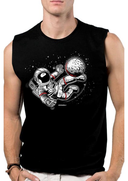 Futbolcu Astronot Siyahkesik Kol | Kolsuz Erkek T-Shirt | Atlet