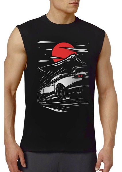 Tokyo Drift Siyah Kesik Kol | Kolsuz Erkek T-Shirt | Atlet