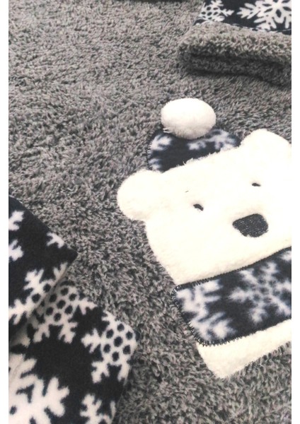 | Kadın Welsoft Polar Pijama Takımı Uzun Kol Uyku Bantlı