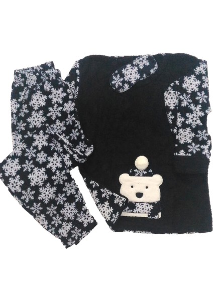 | Kadın Welsoft Polar Pijama Takımı Uzun Kol Uyku Bantlı