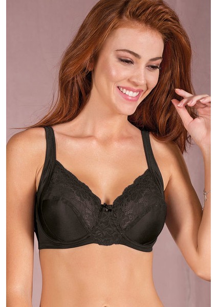 Süngersiz Telli Dantelli Toparlayıcı Sütyen Siyah