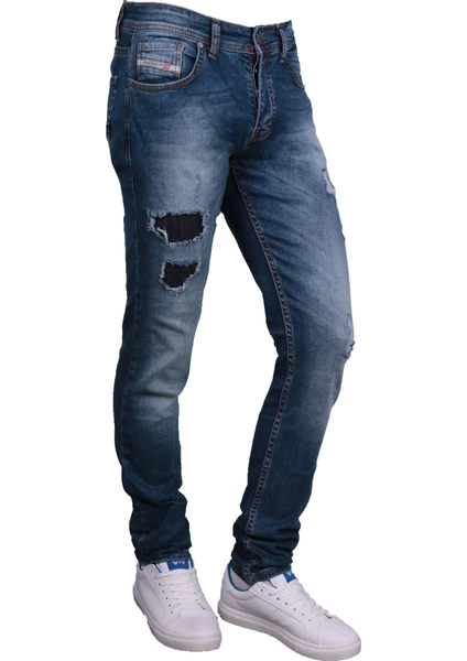 Viking's Line Denim Erkek Perç Işlemli Pantolon