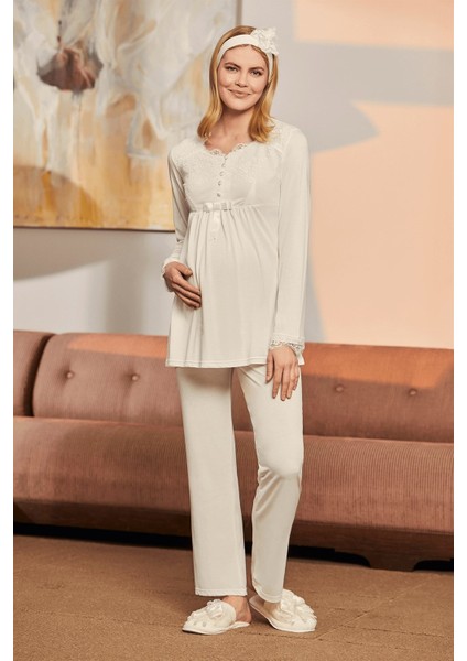 1924 Şal Hediyeli Lohusa Pijama, Gecelik, Sabahlık Set