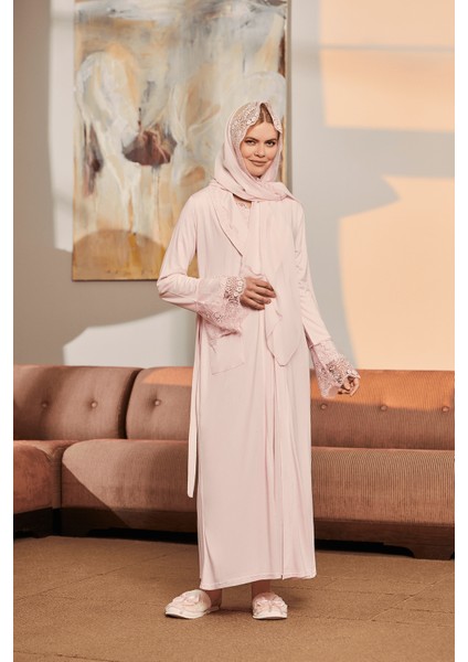 1924 Şal Hediyeli Lohusa Pijama, Gecelik, Sabahlık Set