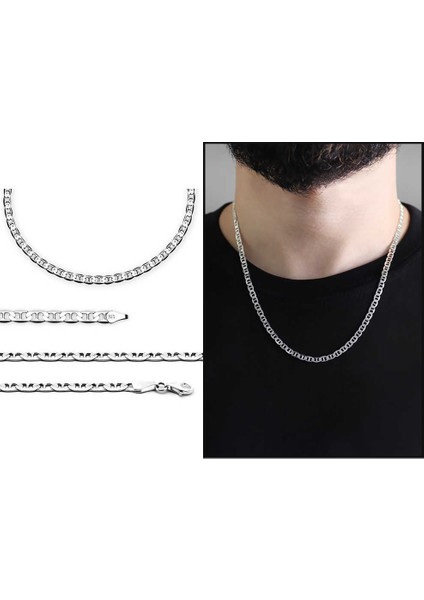 925 Ayar Gümüş 50 cm 120 Mikron Barlı Erkek Zincir Kolye