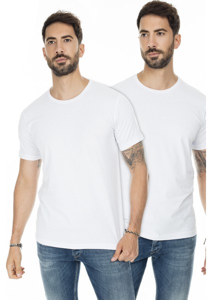 Basic Bisiklet Yaka Slim Fit 2 Pack T-Shirt Erkek T-Shirt 5722512O2