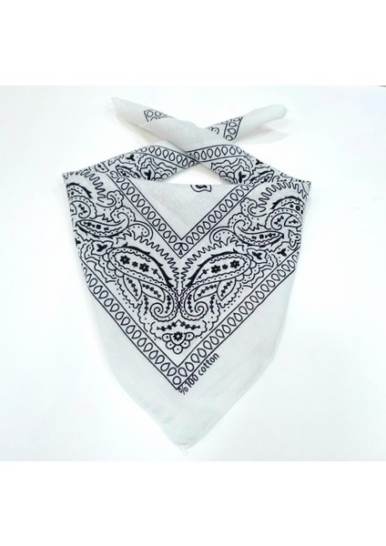 Şal Desen Kare Bandana Kırmızı