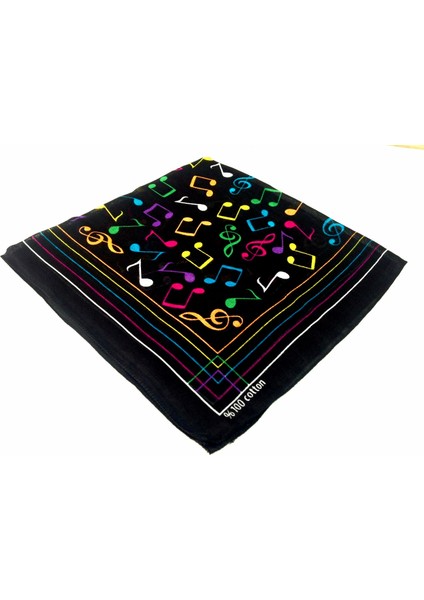 Renkli Müzik Notalı Kare Bandana