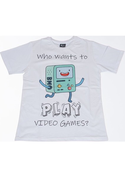 Adventure Time Bmo Play Tişört Beyaz