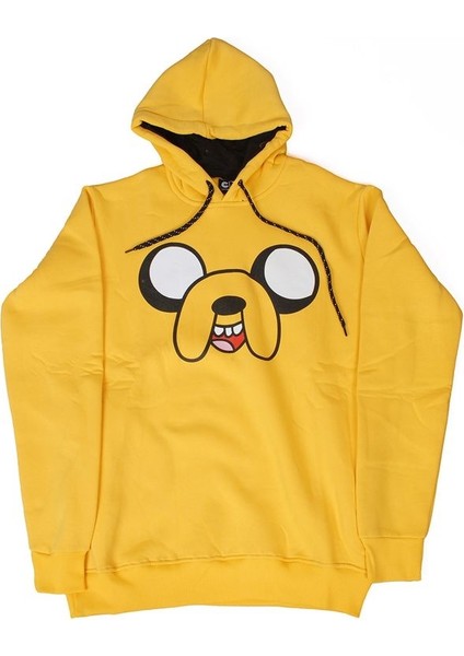 Adventure Time Jake Kapüşonlu Sweatshirt Sarı