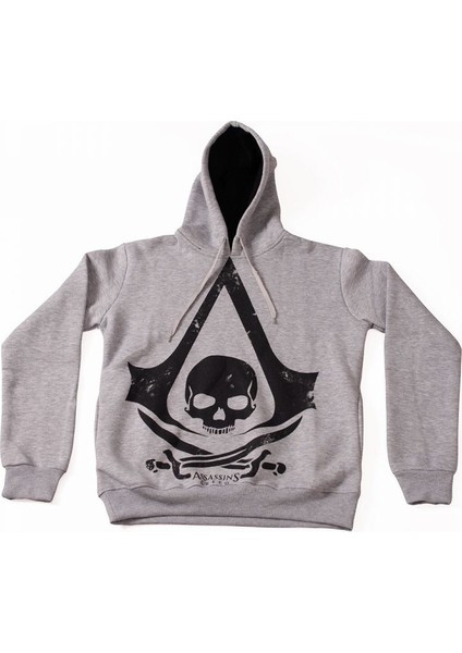 Assasins Creed Logo Kapüşonlu Sweatshirt Hoodie Gri