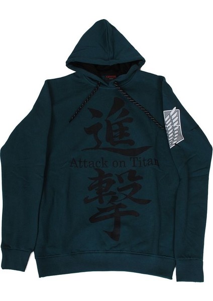 Attack On Titan Kapüşonlu Sweatshirt Yeşil