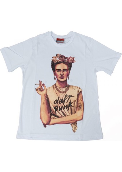 Daft Punk Frida Kahlo Tişört Beyaz