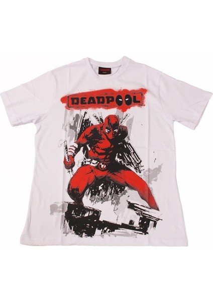 Deadpool No:1 Tişört Beyaz