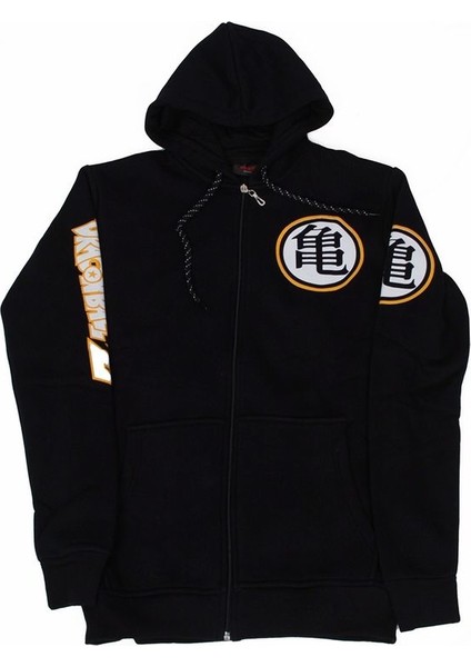 Dragon Ball Z Fermuarlı Kapüşonlu Sweatshirt Siyah