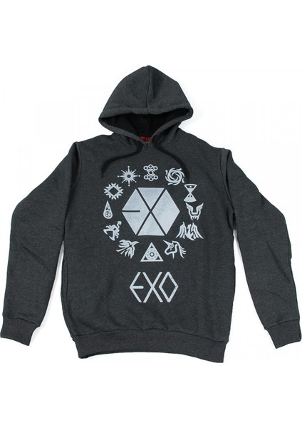 Exo Planet Hoodie Kapüşonlu Sweatshirt Gri