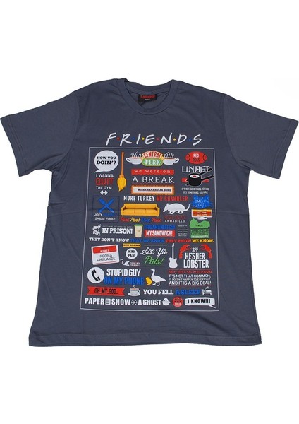 Friends Infographic Tişört Gri