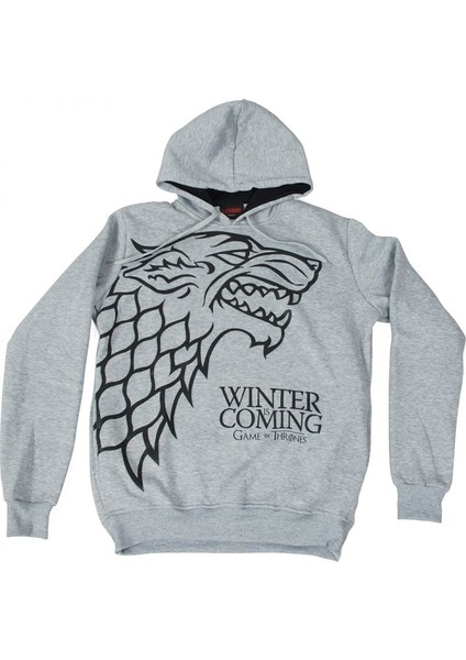 Game Of Thrones Winter Is Coming Kapüşonlu Sweatshirt Gri